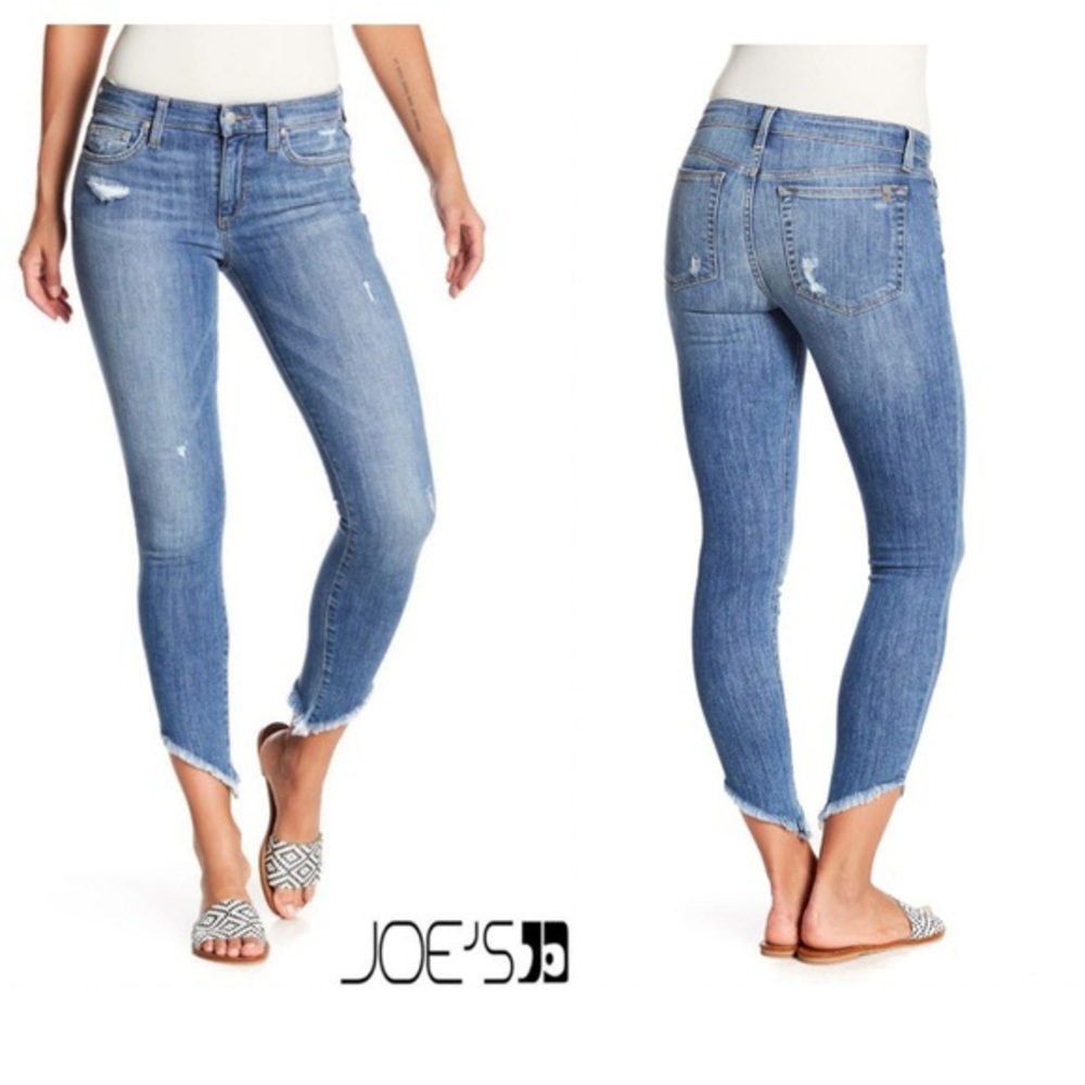 Joe’s skinny ankle frayed raw hem jeans